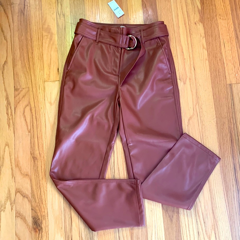 Loft faux Leather pants in sun dried adobe